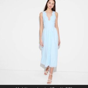 Wild Fable Light Blue Lace, Adjustable Straps, and Deep V Midi Dress / Size S